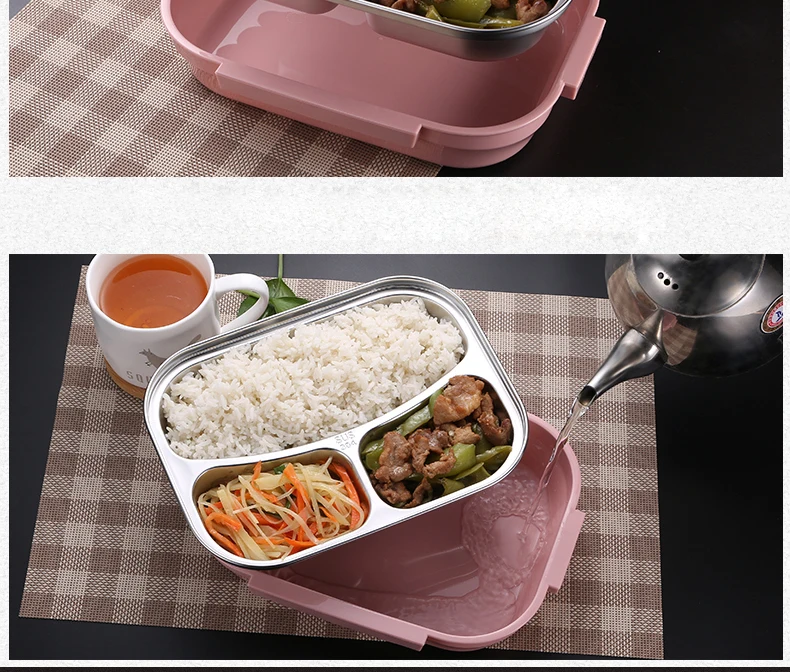 Из нержавеющей стали для взрослых студентов Bento Box Контейнер для бэнто прямоугольник Высокое качество Герметичный Ланч-бокс отправка посуды