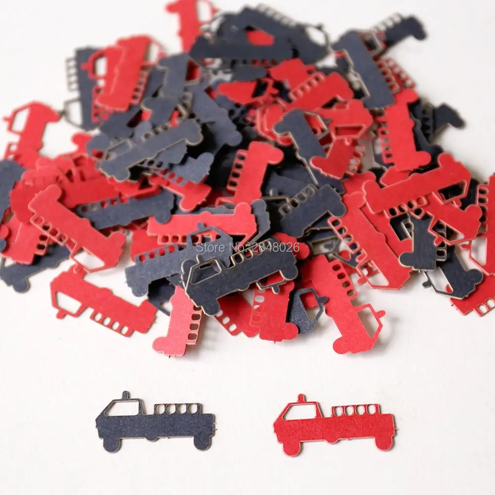 

Firetruck Confetti. Die Cut Fire truck,Bridal Shower Decor, Firetruck Theme table decor, baby shower confetti, scrapbooking
