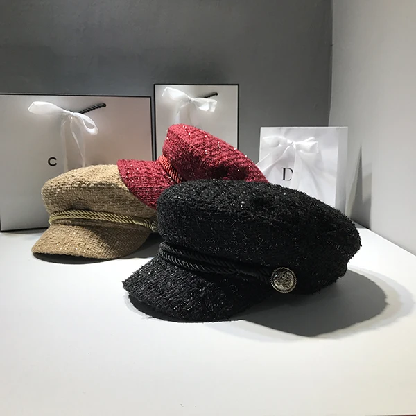 Модные зимние и осенние дамские шапки, женские шляпы, вельветовые кепки, Европейская и американская Ретро Плоская верхняя Повседневная восьмиугольная кепка