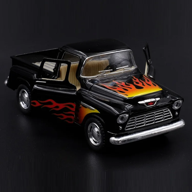 Высокая имитация изысканных литых и игрушечных автомобилей KiNSMART для стайлинга автомобилей Ford 1955 Chevrolet Stepside пикапа 1:36 модель из сплава - Цвет: Black Fire