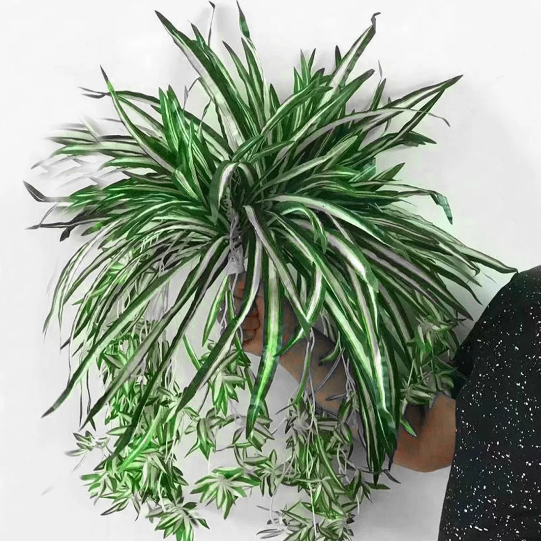 

Artificial flowers plants Wall Hanging Chlorophytum potted green plants PVC Fake Simulation flower living room decor