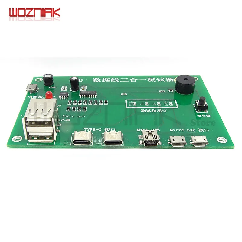 Wozniak для tpye-c Mini USB micro USB линия передачи данных тестовая плата 3 в 1 линия зарядки Тестовая карта мини-тестер