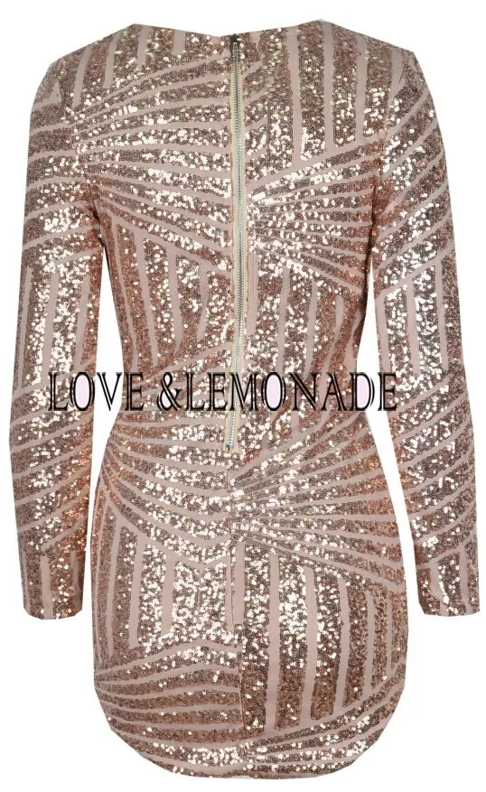 Love& Lemonade модное узкое платье с геометрическими блестками и v-образным вырезом. Вечерние платья TB 8150
