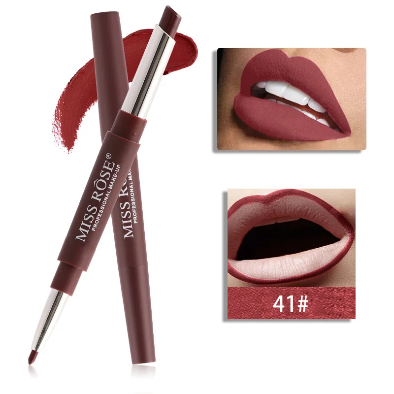 Sexy Nude Color Double-end Lip Makeup Lipstick Pencil Waterproof Lasting Tint Lip Stick Beauty Matte Liner Pen Lipstick 20 Color