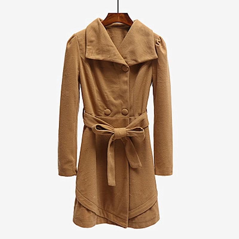 Thick Winter New Korean Version 2019 Long Solid Color Woolen Coat Lapel Casual Female Models Thick Winter New Korean Version 2019 Long Solid Color Woolen Coat Lapel Casual Female Models