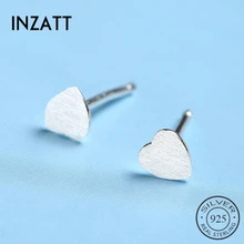 INZATT Романтический Настоящее серебро 925 проба милые серьги-гвоздики с узором в виде сердца Модный образец женские ювелирные изделия для подарка подруге