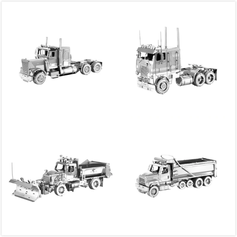 

New FLC Long Nose COE 114SD Dump Truck 3D Metal Puzzles Snow Plow Model Laser Jigsaw Manual Homemade Adults Gift Toy Home Decor