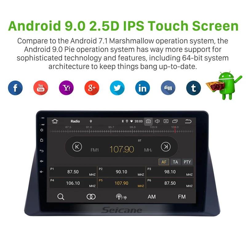  Seicane Android 9.0 10.1 inch HD Touchscreen GPS Auto Radio For 2008-2013 Honda Accord 8 Car Stereo
