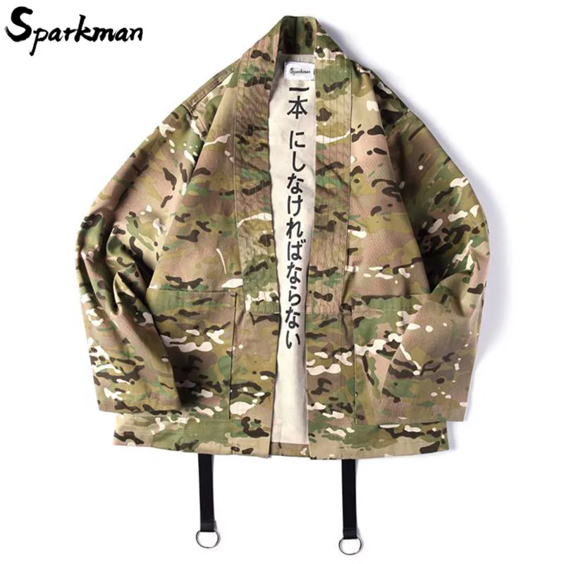 

Japanese Harajuku Camouflage Jackets Kimono Cardigan Swag Ribbon 2018 Mens Casual Streetwear Style Hip Hop Jacket Coats Outwear