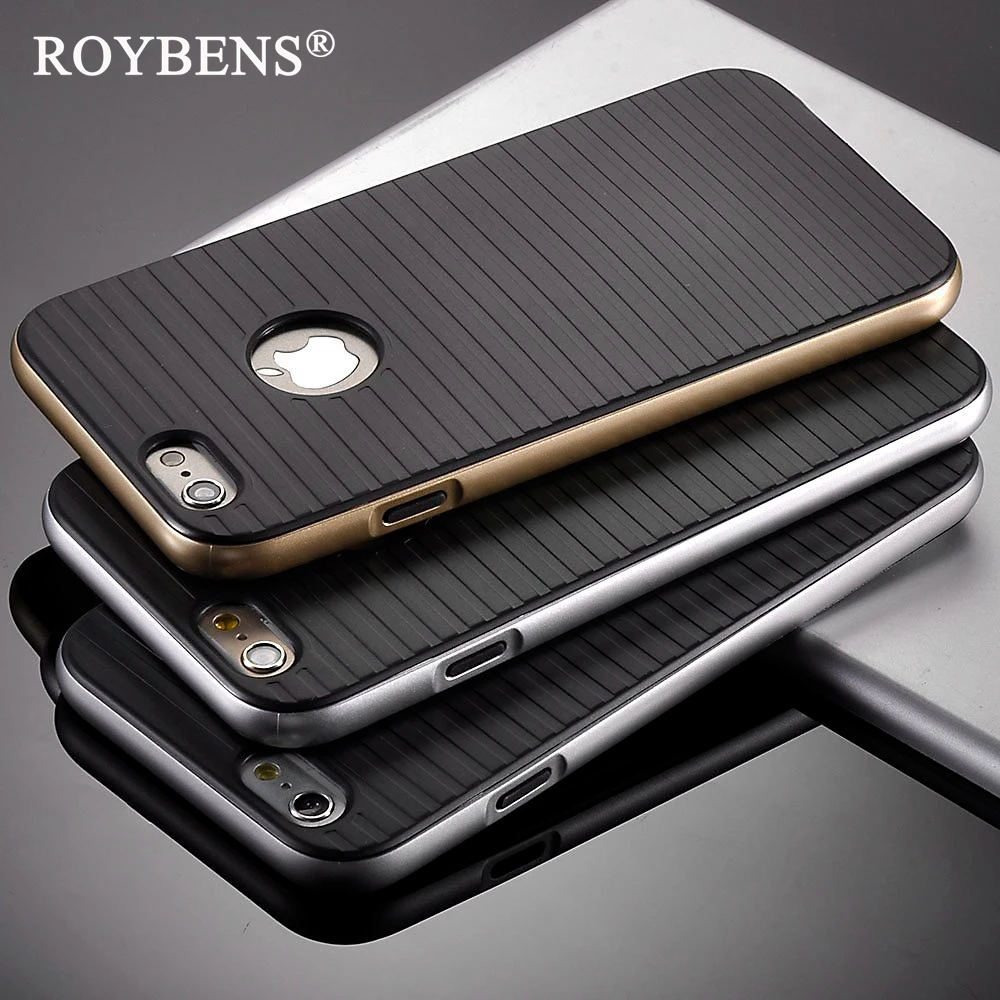 Roybens! Корейский Тонкий Гибридный армированный ПК + Силиконовый чехол для iPhone 6 S/Plus