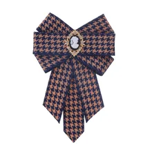 Сплошной цвет галстук-бабочка в клетку женская рубашка брошь лента с бриллиантами бант