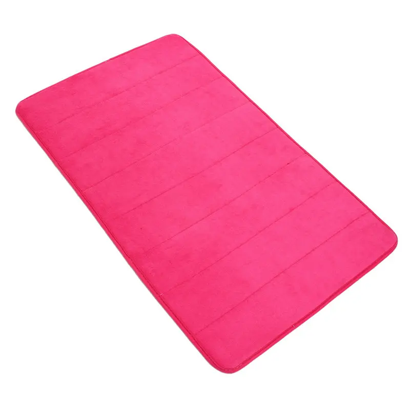 Новейший коврик для ванной из пены с эффектом памяти 50x80 см, коралловый бархат, Противоскользящий коврик для ванной комнаты, великолепный флисовый коврик в полоску с высокой впитываемостью - Цвет: Rose