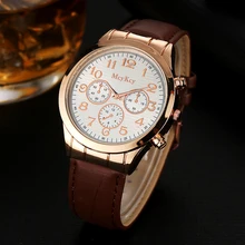 Mcykcy Brand Men Fashion Luxury Watch Rose Gold Leather Strap Quartz Wristwatch Sport Casual Women Dress Watches Relogio MY014