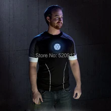 Sound Activated LED T-shirt Men The Avengers tshirts Iron Man Tony Stark High Quality EL Luminous Cotton T shirts
