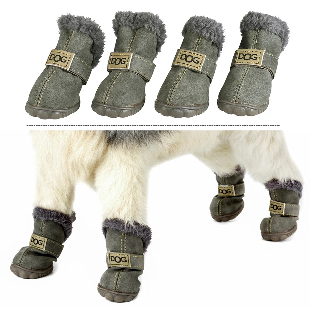 4pcs Pet Dog Shoes Boots Paw Protectors Anti Slip Winter Super Warm