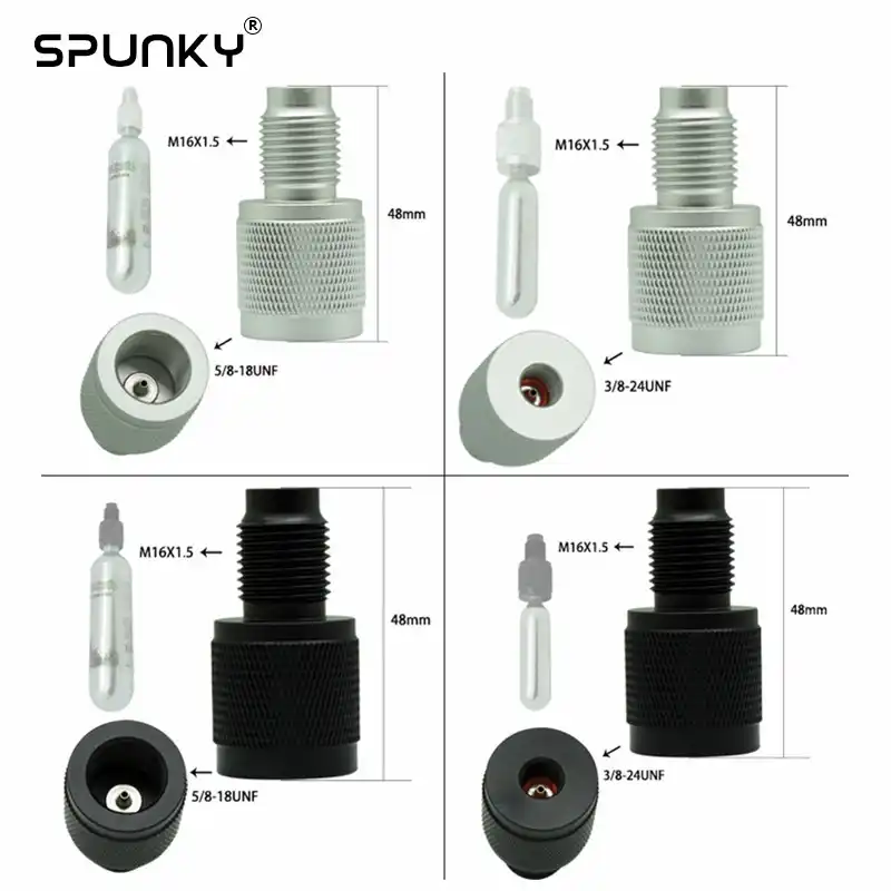 Co2 Soda Homebrew Beer Adapter Converts Standard 3 8 24unf Or 5 8 18unf To g 90g Co2 Bottle Thread M16 1 5 Paintballs Aliexpress