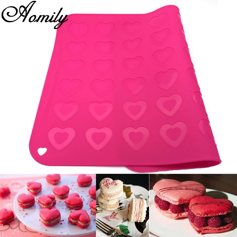 

Aomily 40*30cm Macaron 42 Heart Shaped Silicone Dough Mat Bakeware Pastry Oven Pasta Baking Sheet Tray Liner Mat Cake Pad