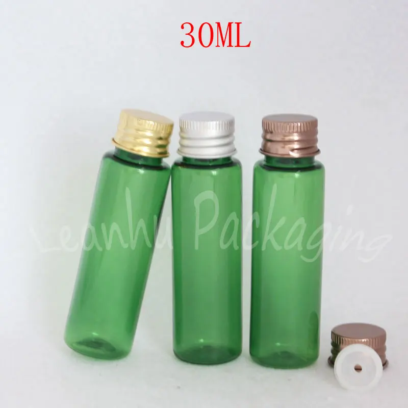 

30ML Green Flat Shoulder Plastic Bottle Aluminum Cap , 30CC Lotion / Toner Sample Sub-bottling , Empty Cosmetic Container