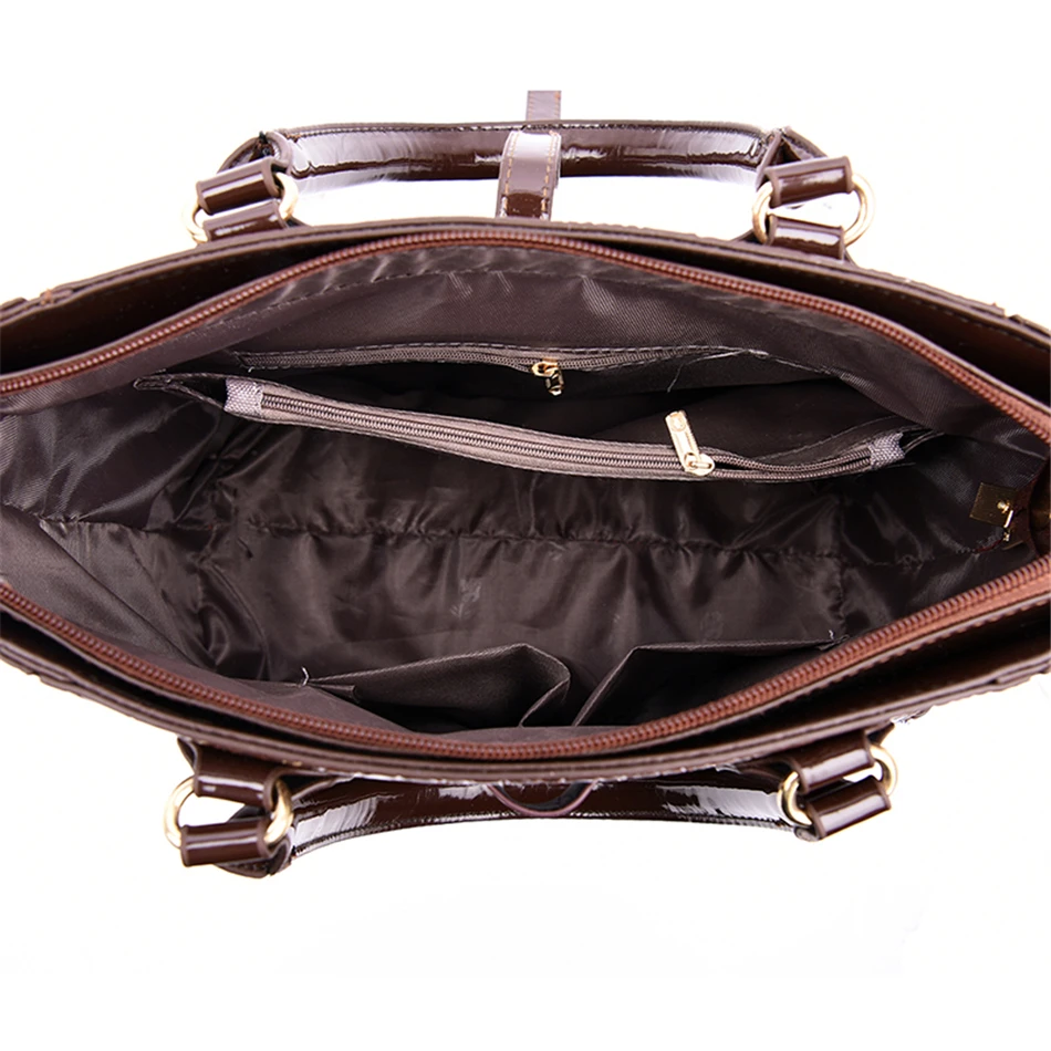2 conjunto de couro patente senhoras sacos