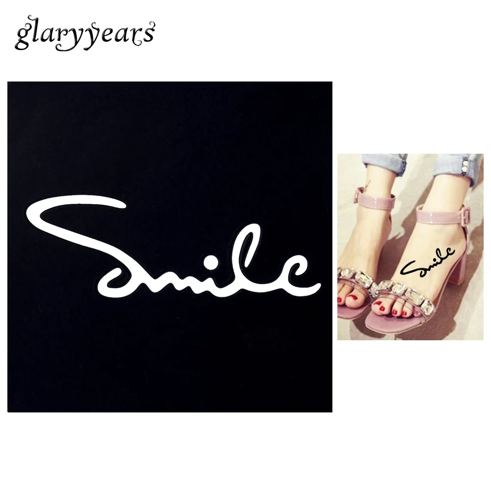 

1 PC Small Henna Tattoo Stencil Smile Drawing for Airbrush Painting Women Arm Leg Body Art Waterproof Tattoo Stencil Fashion G07