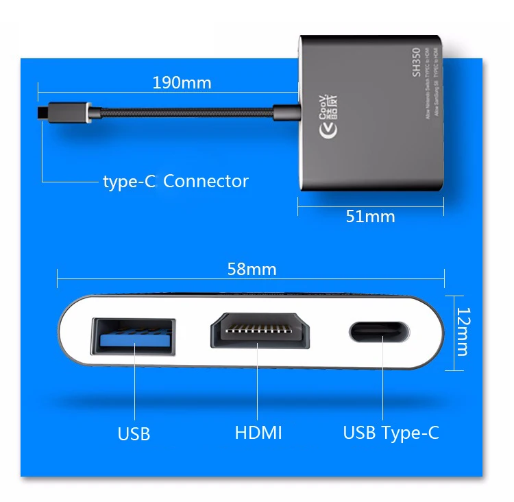 Для Coov SH350 портативная док-станция тип-c USB-C к HDMI адаптер концентратор конвертер 4 к HD кабель передачи для rend переключатель/MacBook Pro/S8