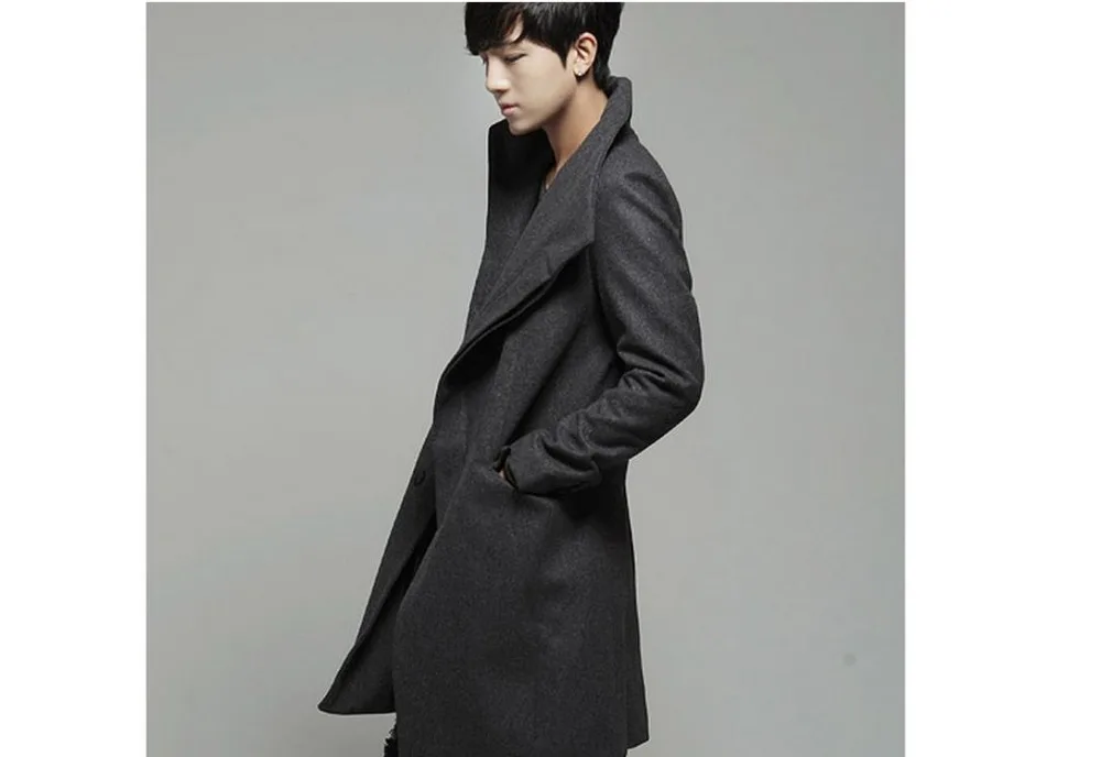 Новая осень и зима в европе и америке мужская ветровка куртка и длинные участки шерстяное пальто корейской тонкий молодежная куртка