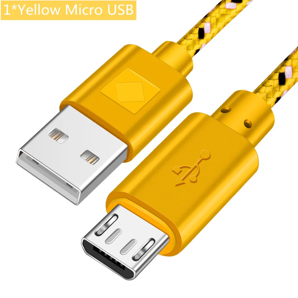 Кабель Micro usb type-C ROMICHW 1 м 2 м 3 м нейлоновый кабель для быстрой зарядки для samsung Xiaomi huawei LG Android Micro usb type-C USB шнур - Цвет: Yellow For Micro