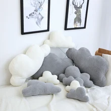 Almohada en forma de nube blanca y gris bonita, almohada de peluche, ropa de cama para habitación de bebé, decoración del hogar, regalo de cumpleaños de niña