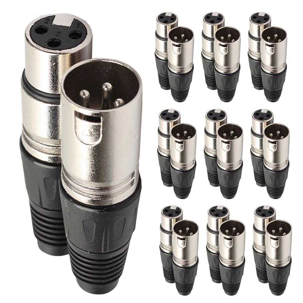 10 Pairs XLR Adapter Audio Cable Connector Male Plug 3 Pin Male Plug and Female MIC Jack Microphone Audio Cable Connector Black 10 Pairs XLR Adapter Audio Cable Connector Male Plug 3 Pin Male Plug and Female MIC Jack Microphone Audio Cable Connector Black