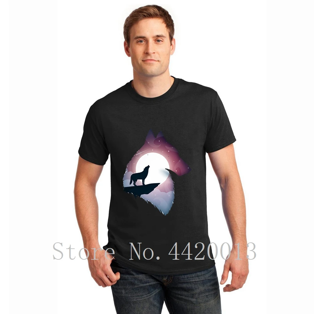 Customized tee shirt S-XXXL cool design for wolf double exposure slim Loose Funny Spring Autumn Outfit Pop Top Tee t shirt men