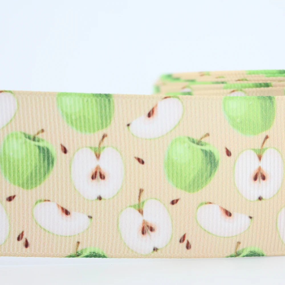 Мультфильм для фруктов яблок печатная корсажная лента 38 мм 10-25-50 ярдов, аксессуары для шитья подарок повязка свадебные ленты
