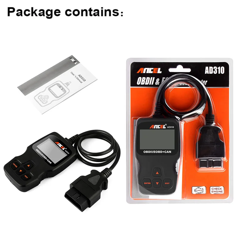 Ancel AD310 OBD2 сканер Автомобильный анализатор двигателя инструмент OBD 2 OBDII считыватель кодов Авто сканер инструмент автомобильный диагностический инструмент для автомобиля