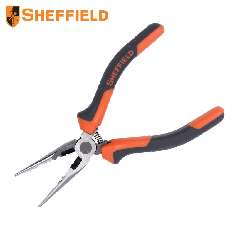 SHEFFIELD-Alicates de punta larga para electricista, de prensado pesado, pinzas de alambre, pinzas de punta de aguja de clip de 6 pulgadas - Herramientas