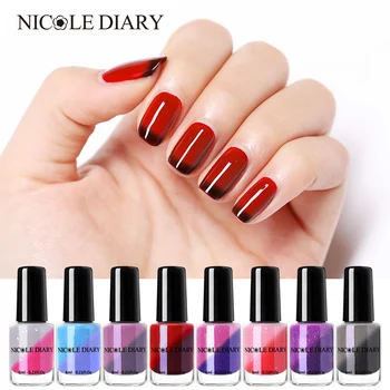 

NICOLE DIARY Thermal Nail Polish Glitter Temperature Color Changing Water-based Varnish Shinny Shimmer Peel Off Nail varnish