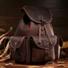 Top Quality Crazy Horse Cowhide First Layer Knapsack Male Computer Bag School Bags Vintage Genuine Leather Rucksack Men Backpack ► Photo 2/6