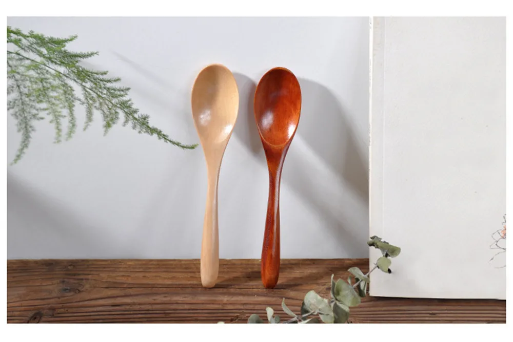

Wooden Spoon Fork Bamboo Kitchen Cooking Utensil Tools Blend coffee to baby spoon Soup-Teaspoon Tableware A30314