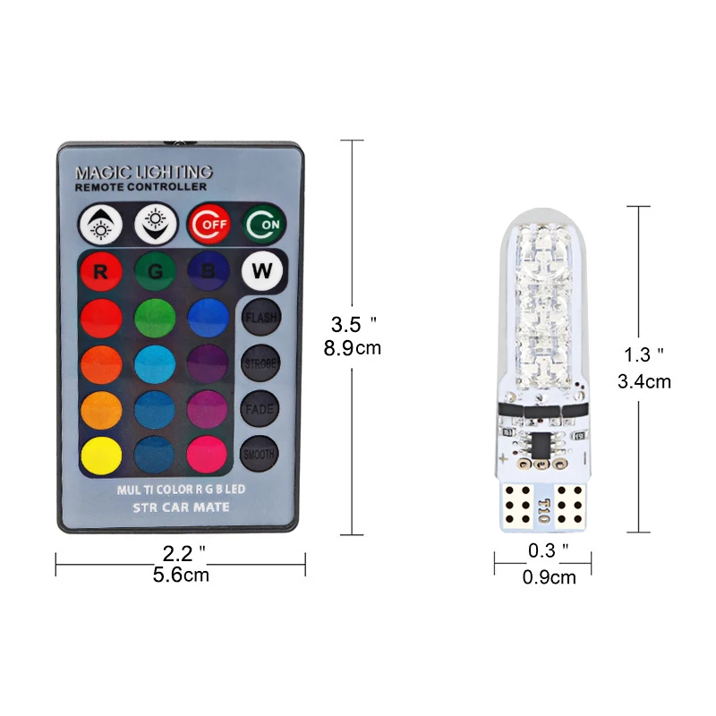 2 шт. T10 W5W 194 168 светодиодный 12 в автомобильный светильник s лампы RGB дистанционное