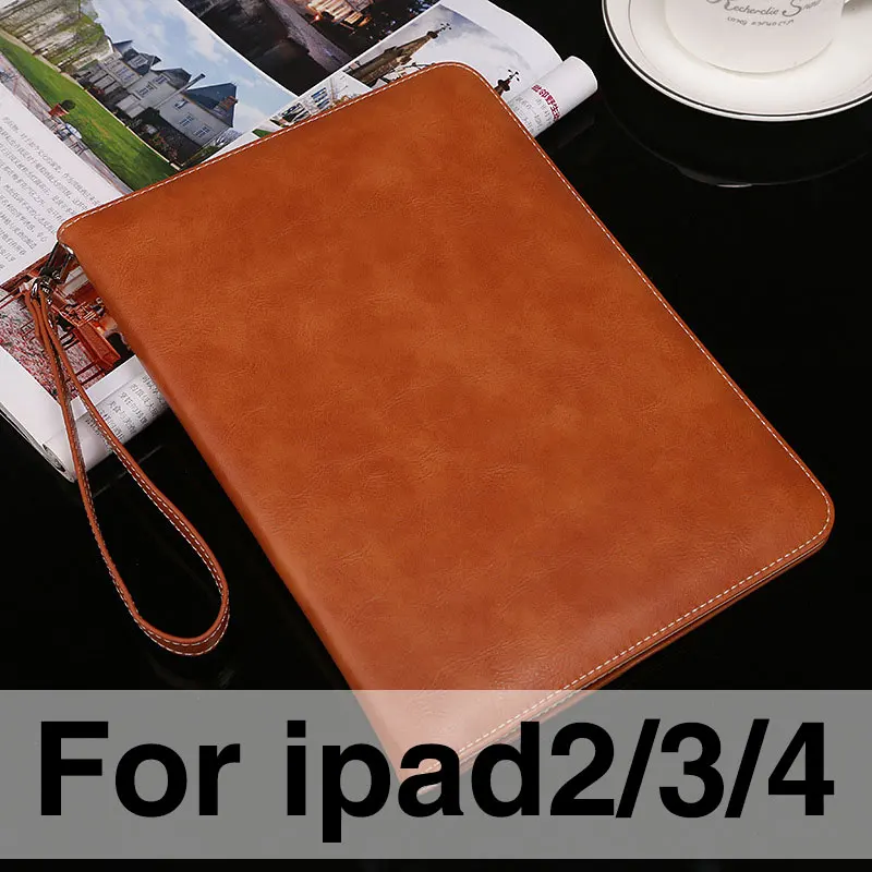 Для ipad Mini 1 2 3 4 портфель ретро ручной ремень держатель кожаный чехол подставка для Apple ipad 2 3 4 Авто Пробуждение/сна откидная крышка - Цвет: For ipad 2 3 4-brown