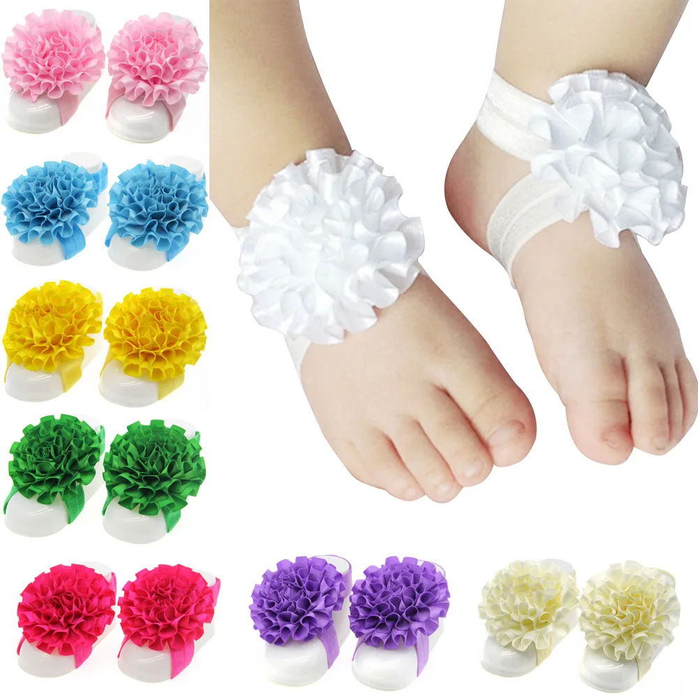 Милые сандалии для маленьких девочек Цветочные Носки со складками и лентой Обувь