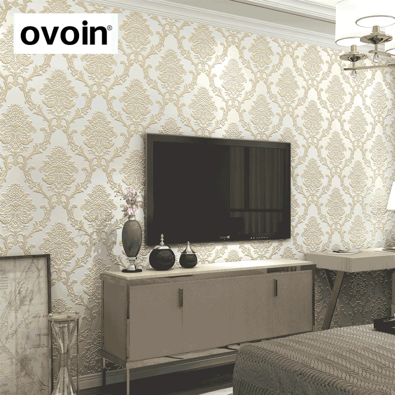 Luxury Gold White Damask 3d Stereoscopic Embossed Wallpaper non woven Wall Paper Roll Bedroom Living Room Wall Cover Teal Blue Luxury Gold White Damask 3d Stereoscopic Embossed Wallpaper non woven Wall Paper Roll Bedroom Living Room Wall Cover Teal Blue