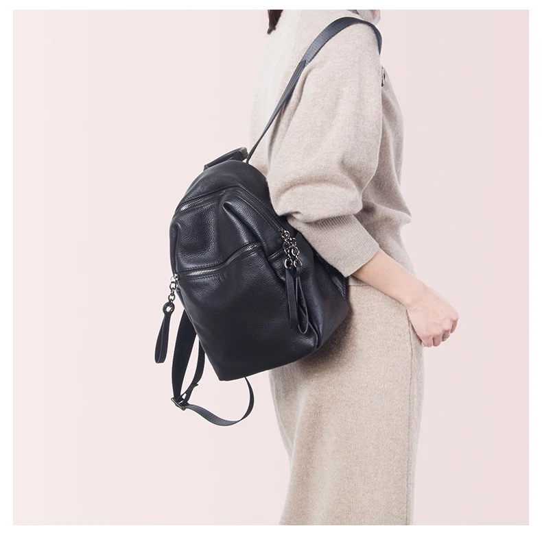 Real Genuine Leather Women's Backpack Female Real First Layer Cow Leather Ladies' Backpacks Travel ipad Cowhide Bags (2)