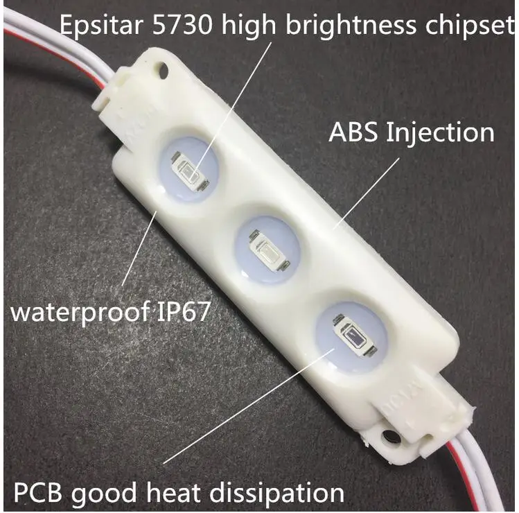 Инъекций светодиодный модуль 3LED 5730 выделите привело знак модуль одна лампа 50-55lm 3 лампы