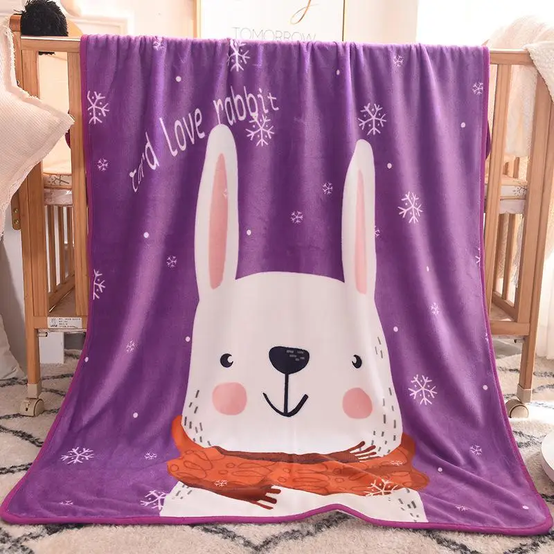 Ins однослойное одеяло для детского сада, детское одеяло с рисунком, кондиционер, детское милое одеяло, детские одеяла 100*140 см - Цвет: purple rabbit