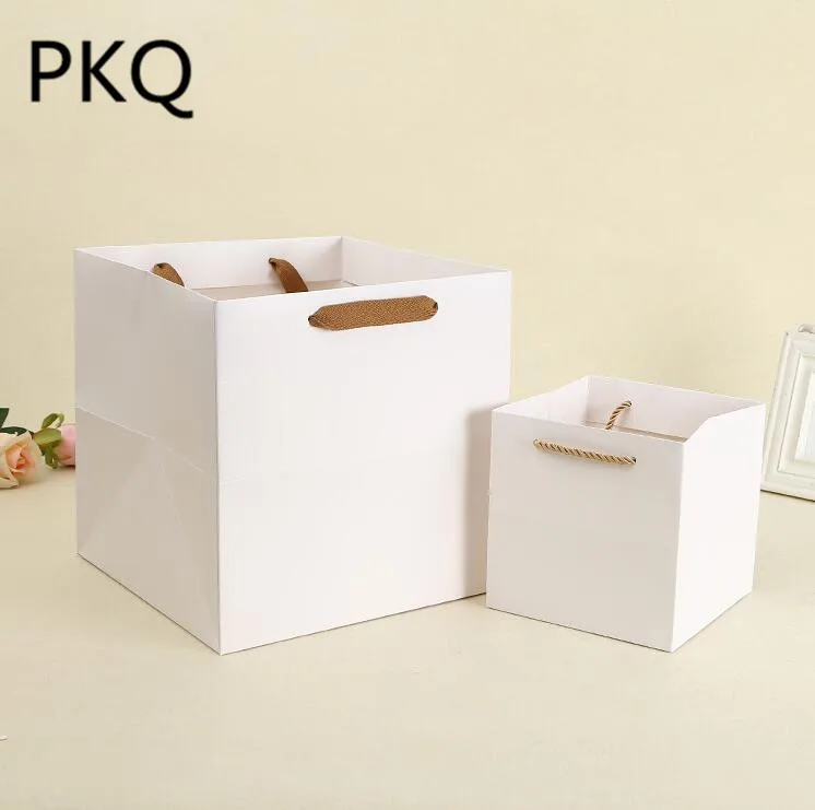 10Pcs White Gift Bag With Handles Multi-function High-end Square Paper Bags For Shops Party Gifts Baby Clothes&Shoes