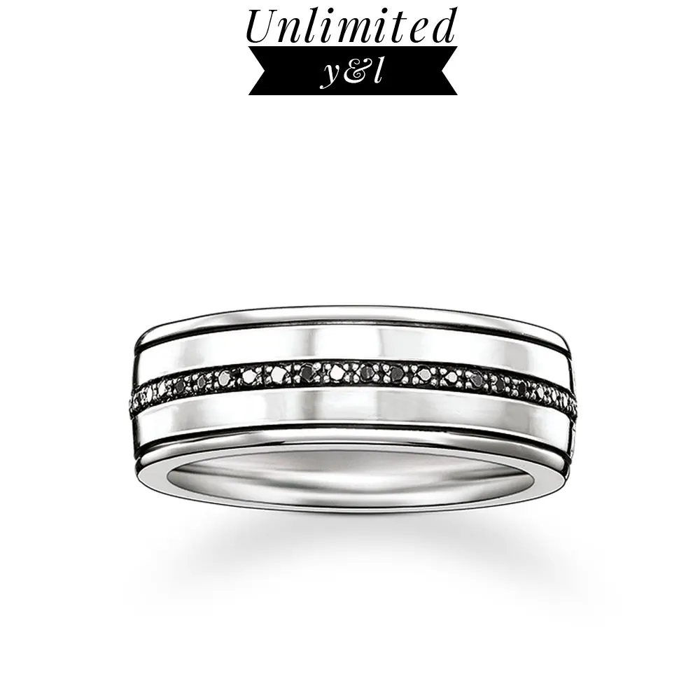 

Black Cubic Zirconia Rings Trendy Style Silver Fashion Jewelry Accessories for Women and Men Eternity Love Gifts