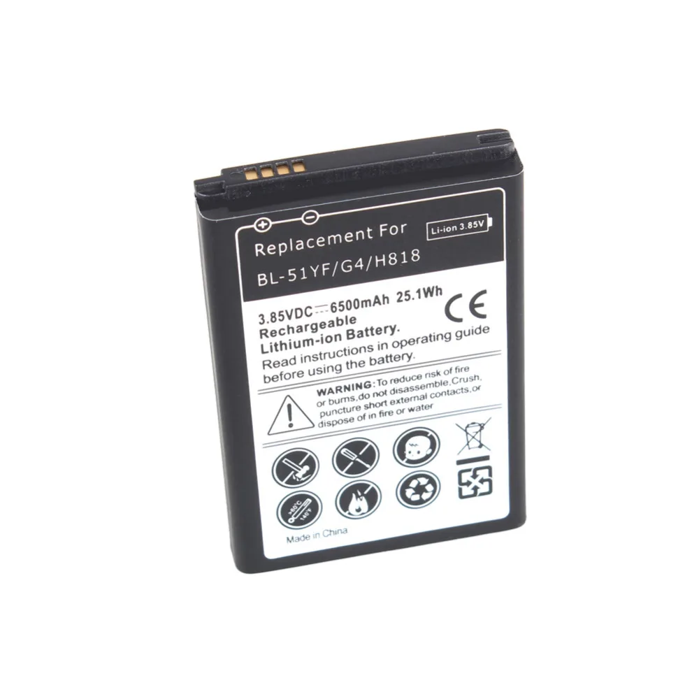 High Capacity 6500mAh Replacement Li-ion Battery With Back case For LG G4 BL-51YF/ H818 H815 H818N Phone battery Bateria