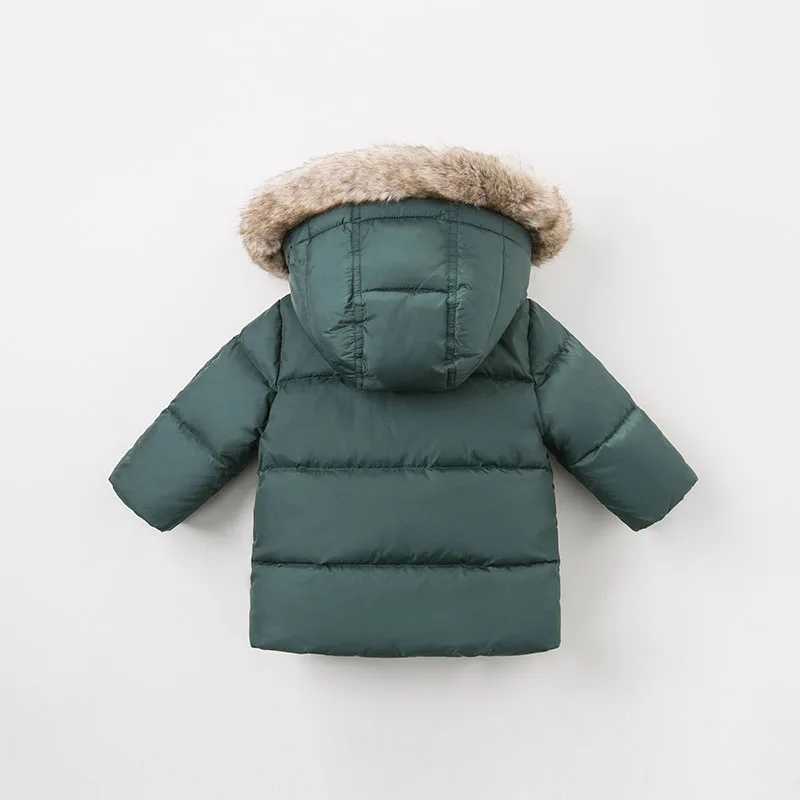 DB8828 dave bella/пуховик для маленьких мальчиков детская верхняя одежда с капюшоном эксклюзивное пальто на 90% утином пуху с большим мехом для малышей