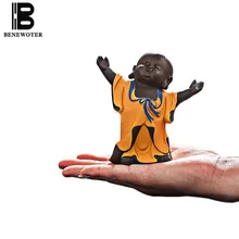 Фиолетовая глина yixing Art желтый мини-заварник монах офисный Рабочий стол благоприятное украшение ремесла домашний чай церемония Статуэтка подарки