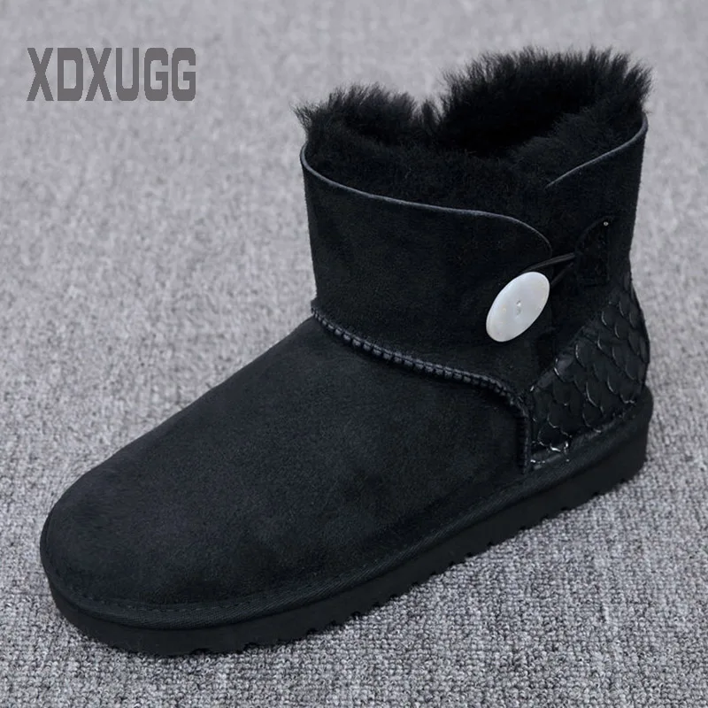 

2018 XDXUGG Australia/ sheep skin wool one snow boots female buckle with winter flat bottomed warm short boots, free shipping