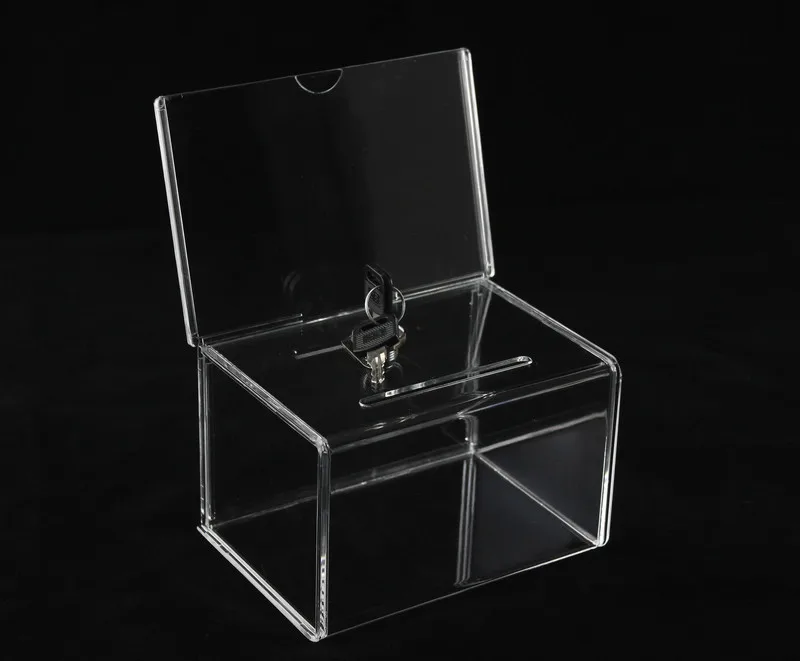 Caja de coleccion de donacion acrilica para beneficcion de fondos de Perspex con cerradura para la Iglesia - Цвет: clear acrylic box